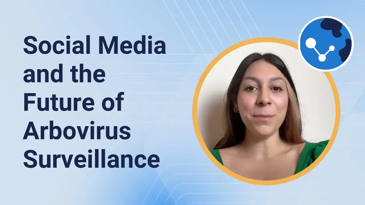 YouTube video thumbnail of JMIR author Carolina Melo with the video title, "Social Media and the Future of Arbovirus Surveillance"