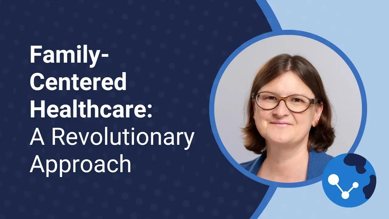 YouTube video thumbnail of JMIR author Evelyn Huber with the video title, "Family-Centered Healthcare: A Revolutionary Approach"